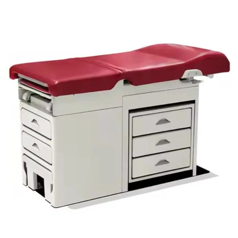 Manual Hospital Examination Chair with Drawer Gynecological Examination  Multifunctional Backrest Adjustable Pink