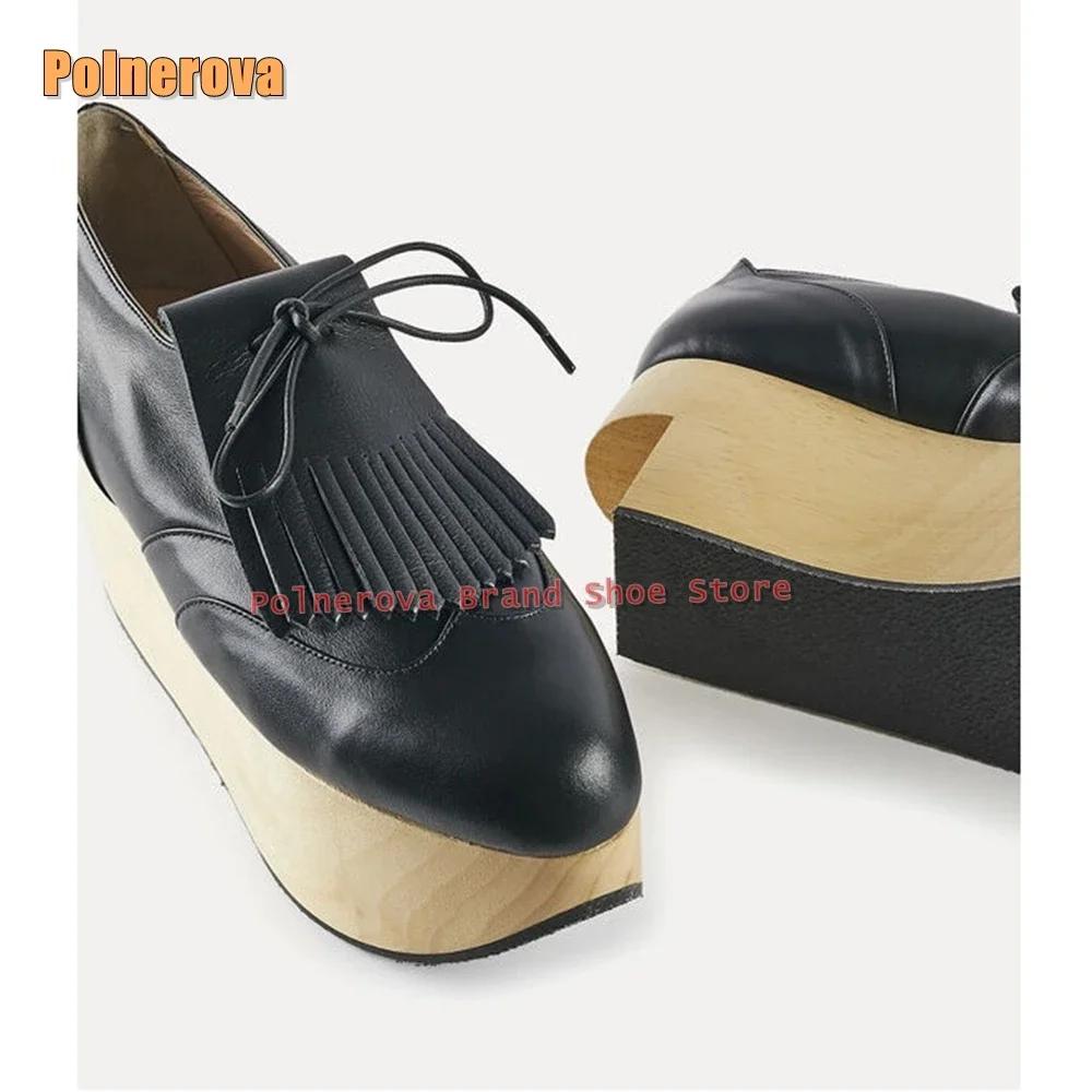 

Туфли-лодочки на деревянной платформе с ремешком на щиколотке, женские модные ботинки без шнуровки с круглым носком и толстой подошвой, лето 2023 г.