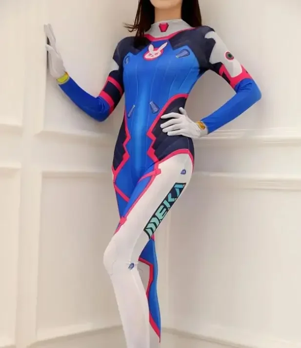 2026 Game Dva Cosplay Jumpsuit Costume Female 3D Printing Spandex Halloween Party Zentai Suits Bodysuit  D.Va Cos