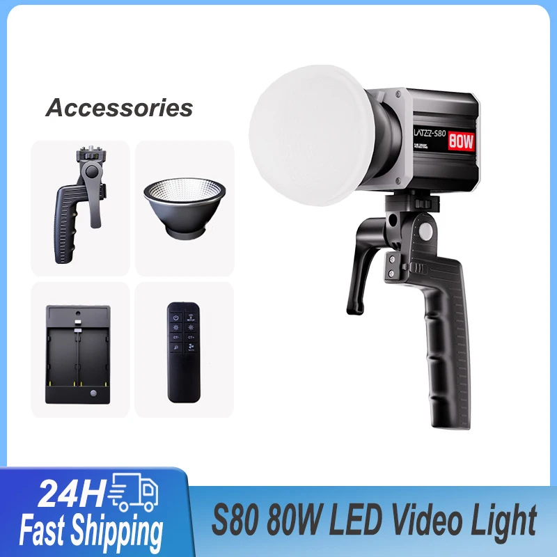 

S80 60W COB led Video Light Photography Studio Light 2800K-6800K LCD Screen Lightweight Portable Lamp for Live Streaming