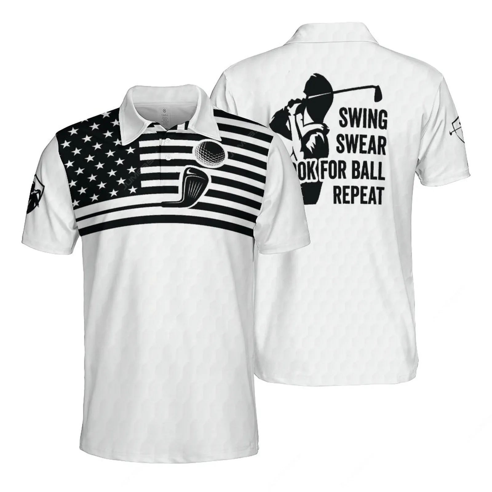 Jumeast Golf Polo Shirts Swing Swear Look For Ball Men White Mesh T Shirt At My Putt Sport Tops Youth Drip Clothing Y2K Apparel