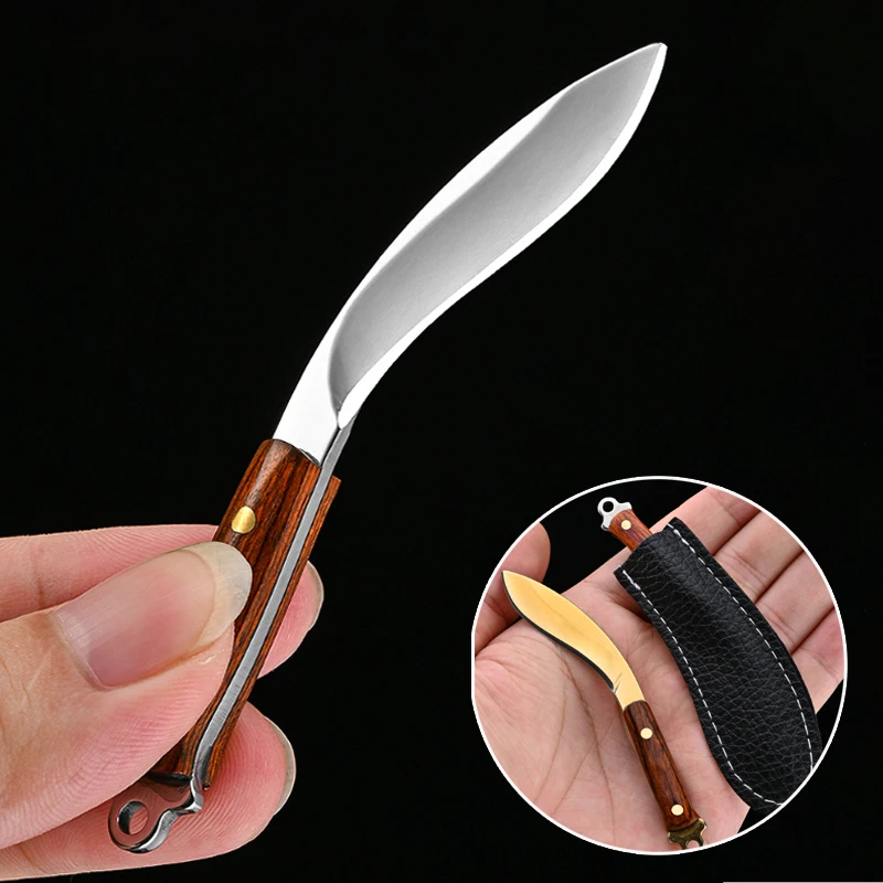 High Hardness Sharp Stainless Steel Small Knife, Outdoor Camping Mini Portable Unboxing Knife, Dog Leg Bending Knife