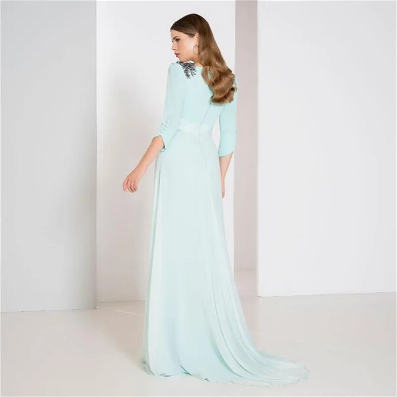 MULONG Saudi Arabia V Neck  Maxi Prom Dress Elegant  Chiffon  Bride Wedding Guest Dress Women Evening Party Dresses