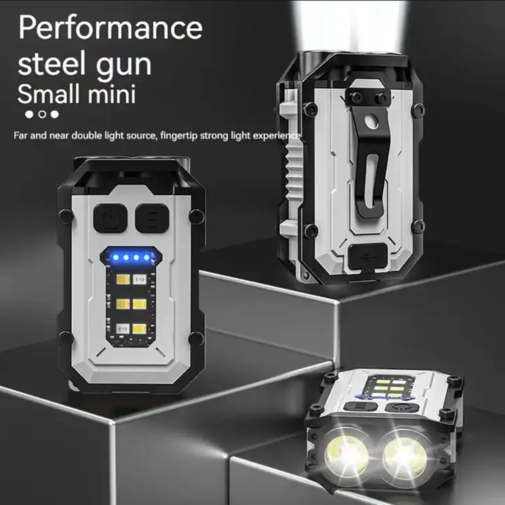 High Power Torch Light Super Bright LED Rechargeable Flashlight Mini Flashlight Mini EDC Keychain Torch Light With Tail Magnet