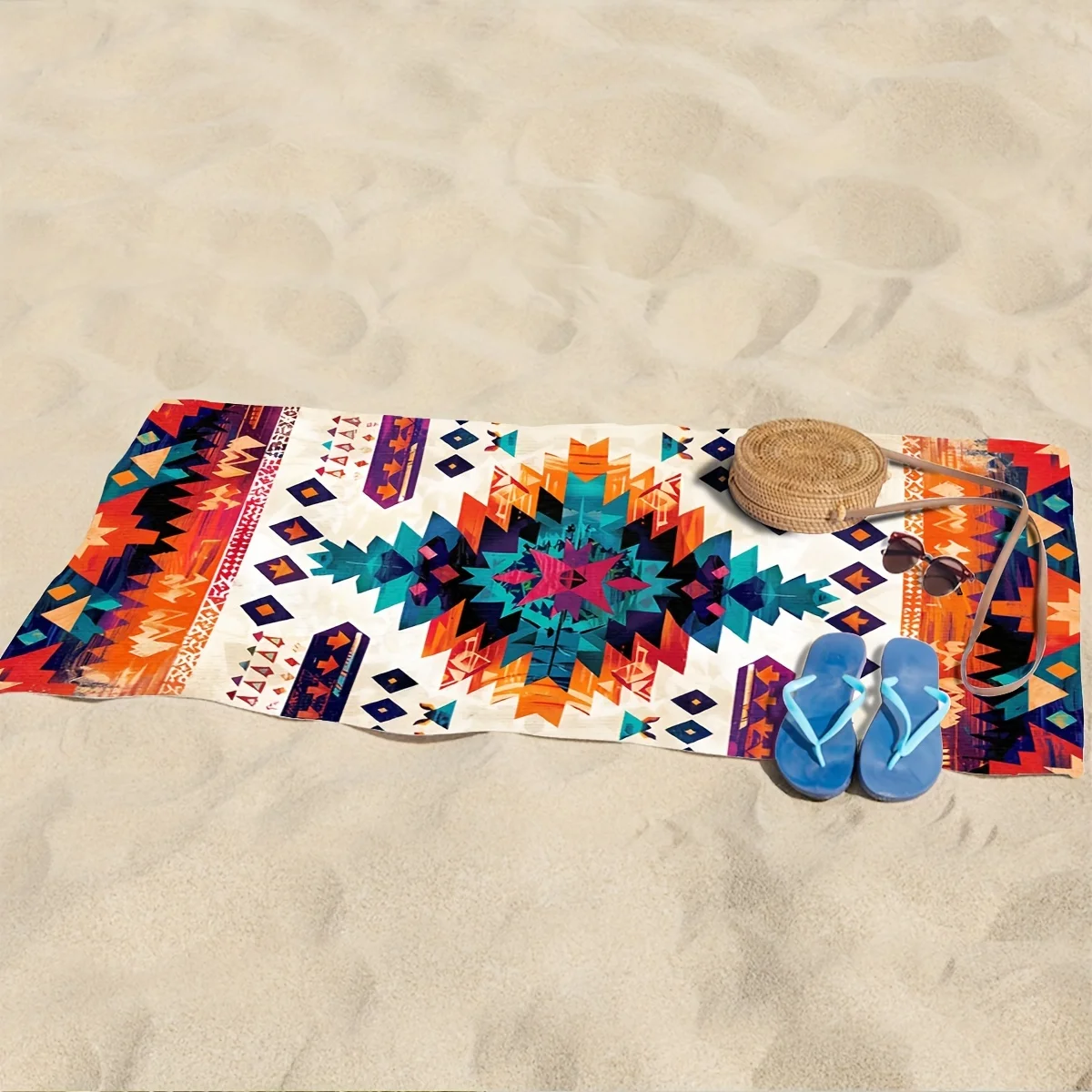 

Пляжное полотенце в юго-западном стиле с космической тематикой: сверхтонкое волокно, оверсайз, быстросохнущее мягкое, современная печать, подходит для взрослых,