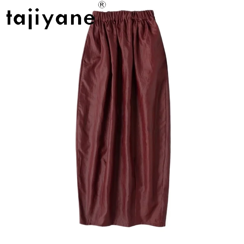 

TAJIYANE Юбка из 100% натурального шелка тутового шелка, модная летняя юбка Craquelure, длинная юбка высокого качества, женская одежда 2025 Юбка Женская