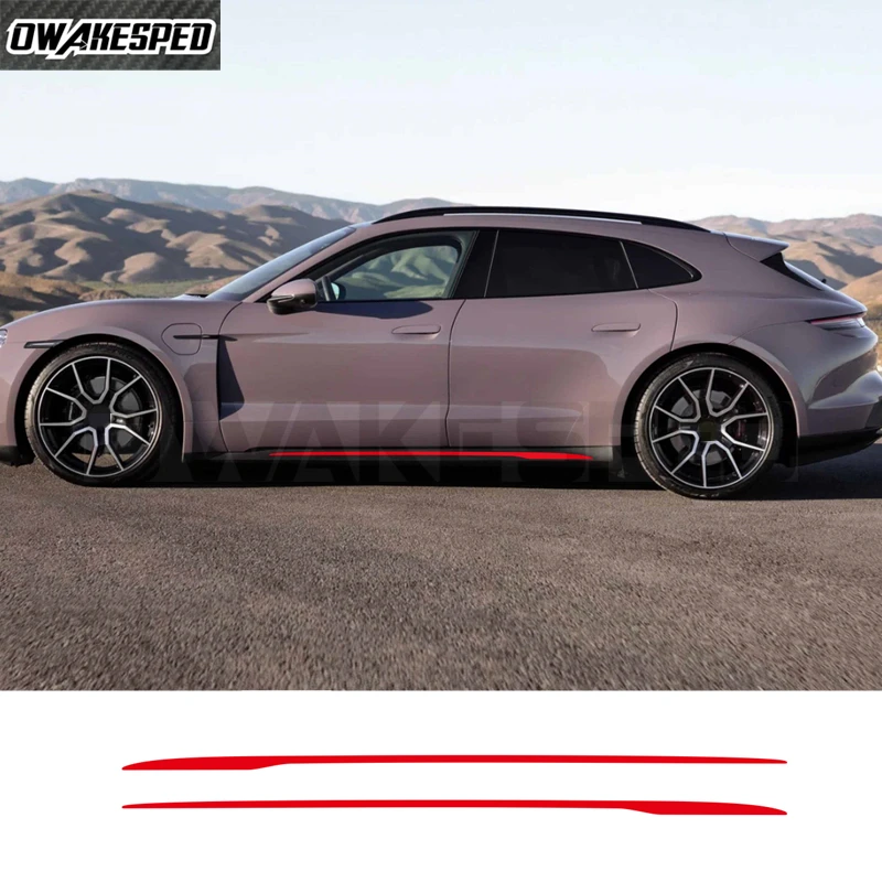 2 Pcs/Set Door Side Stripes Sticker Carbon Fiber Vinyl Decal For Porsche Taycan 2026 2025 Cross Turismo Turbo S GTS 2024 2023