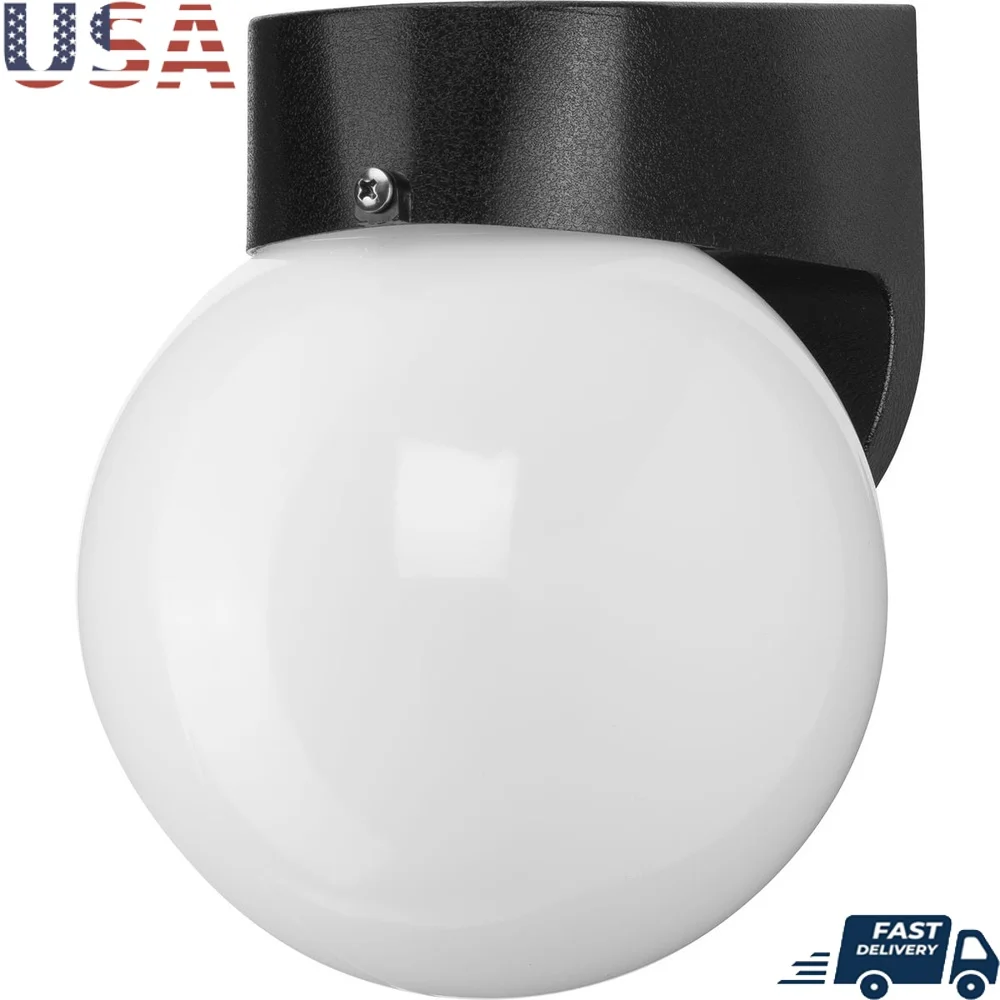 

Non-Metallic Outdoor Wall Lantern with Acrylic Globe Black Polycarbonate Fixture Modern Design 60W Incandescent Light Electric