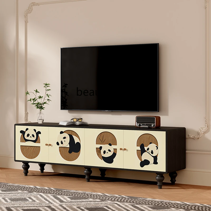 

French Cream Wind Solid Wood TV Cabinet Bedroom Locker Living Room Porch Storage Cabinet