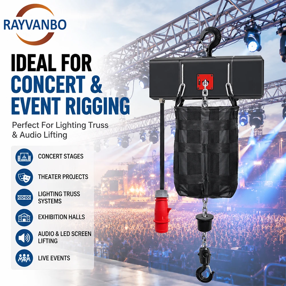 Truss System Electric Hoist 380V 500kg 1 Ton 2 Ton Capacity Metal Stage Chain 6m New for Concert and Event Rigging Applications