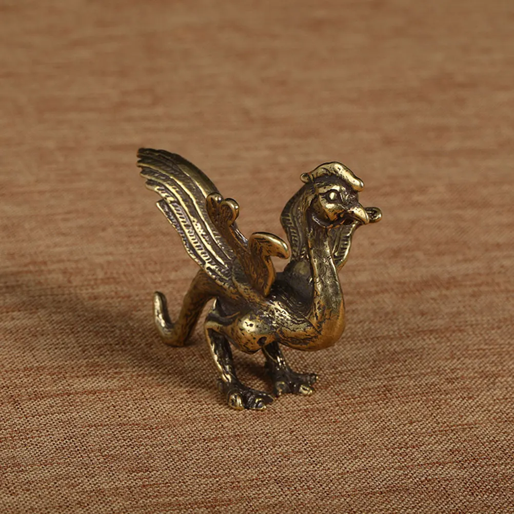 

4 pcs Feng Shui Ornaments Figurine Household Fengshui Copper Craft Dragon Tortoise Bird Statue Home Decor Bronze