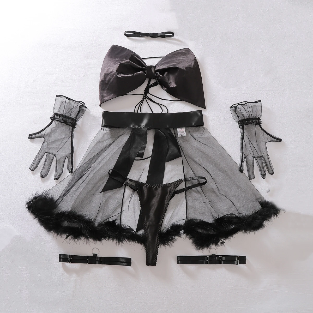 Women Fashion Gloves - Conjunto de Lingerie Erótica Transparente Feminina