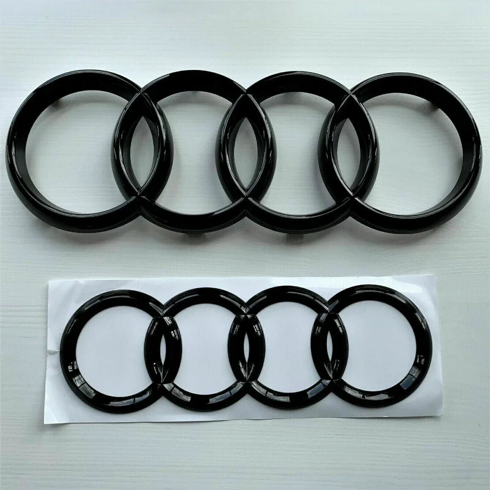 4 anelli ABS cofano auto cofano anteriore griglia bagagliaio posteriore emblema logo distintivo adesivo decalcomania per Audi A3 A4 A5 A6 A7 Q2 Q3