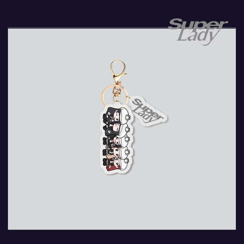 KPOP (G)I-DLE Super Lady Merch Keychain for Women Men Kawaii GIDLE Acrylic Key Ring Holder Gifts Car Bag Charm Accessories