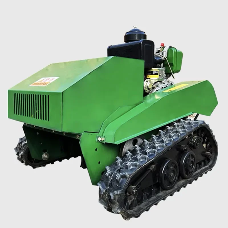 8HP newest Remote control crawler grass breaker returning diesel self-propelled agricultural Lawn Mower Weeding machine