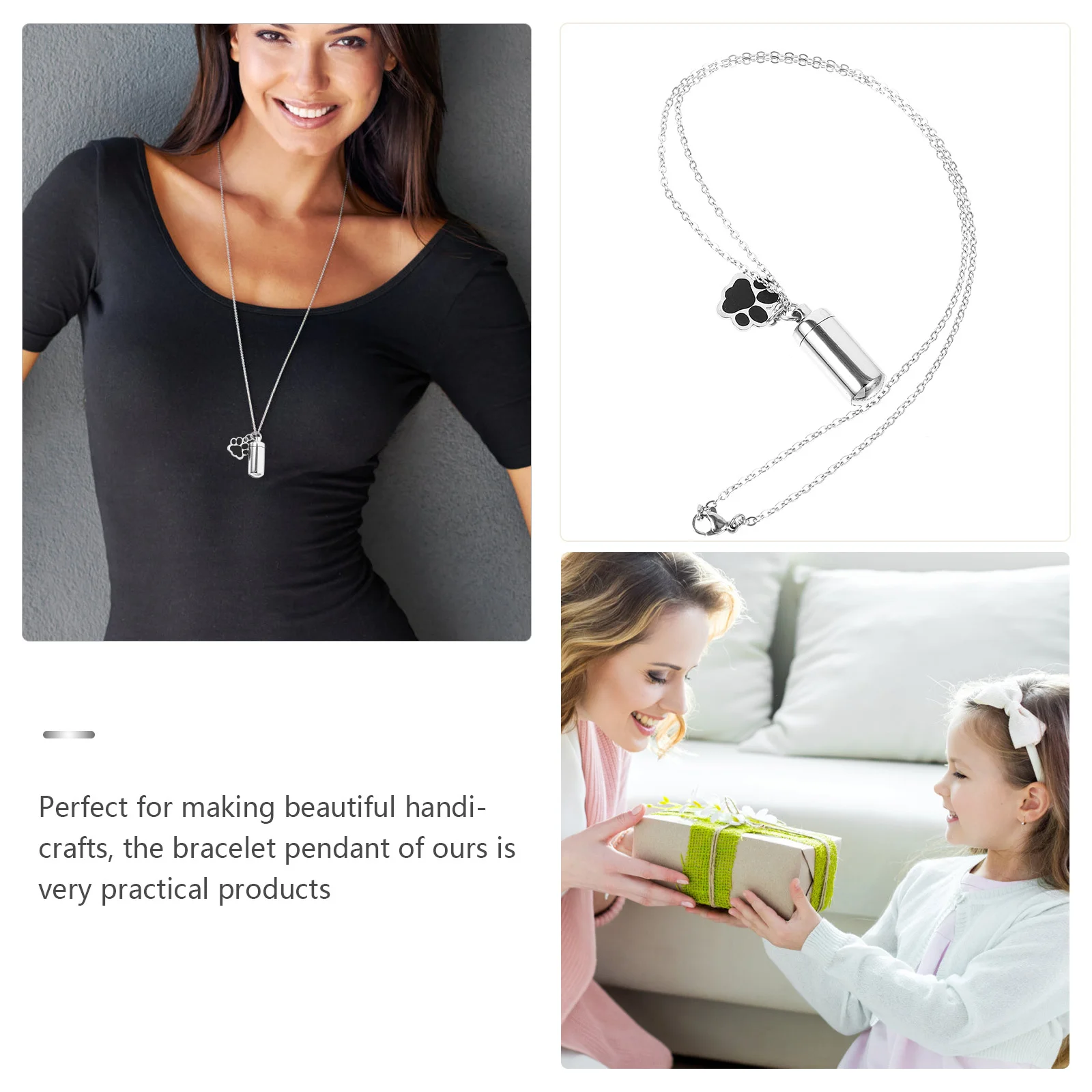 الحيوانات الأليفة جرة تذكارية قلادة باو على شكل قلادة المدمجة خفيفة الوزن المحمولة الحرق تذكار مجوهرات هدية لتحقيق الحيوانات الأليفة المحبوبة