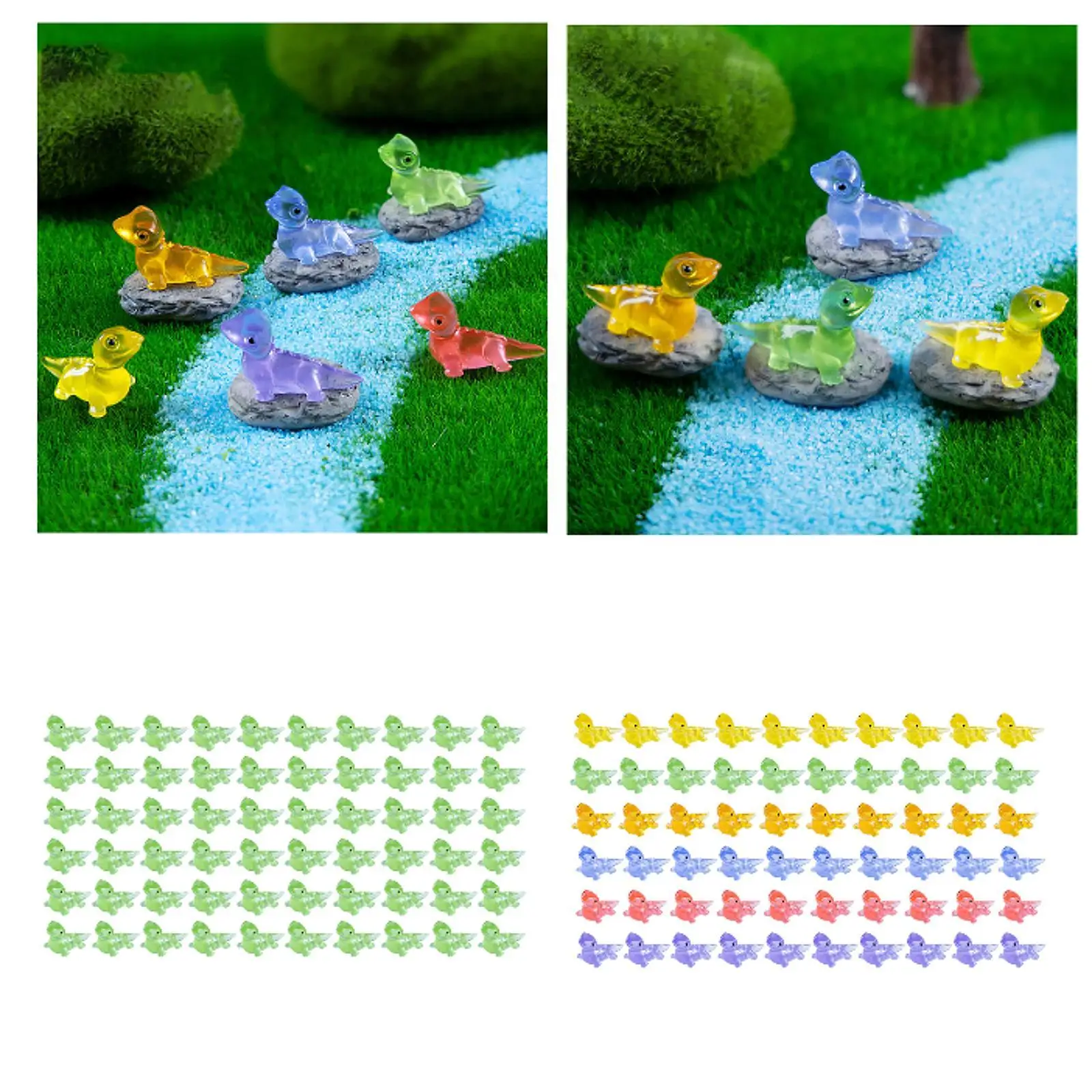 60x الراتنج الشكل مصغرة التماثيل تماثيل صغيرة تماثيل صغيرة على شكل حيوانات مضيئة وعاء نبات صغير ديكور #3