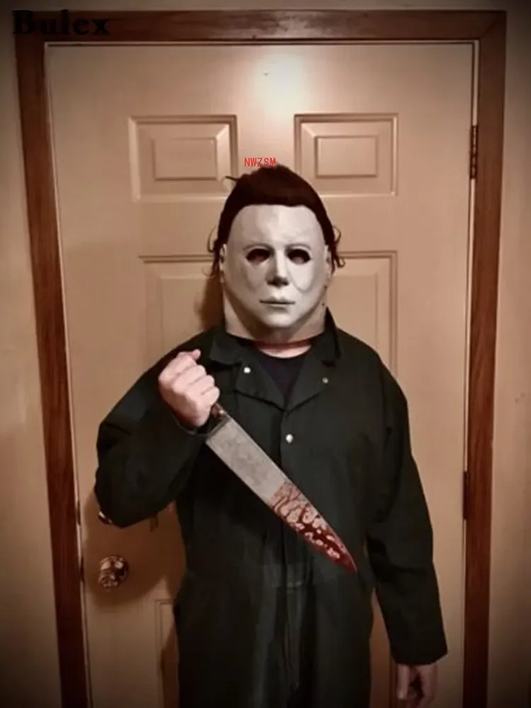 Michael Myers Máscara de Halloween Horror Cosplay, máscaras de látex, adereços adulto, branco, alta qualidade, 1978