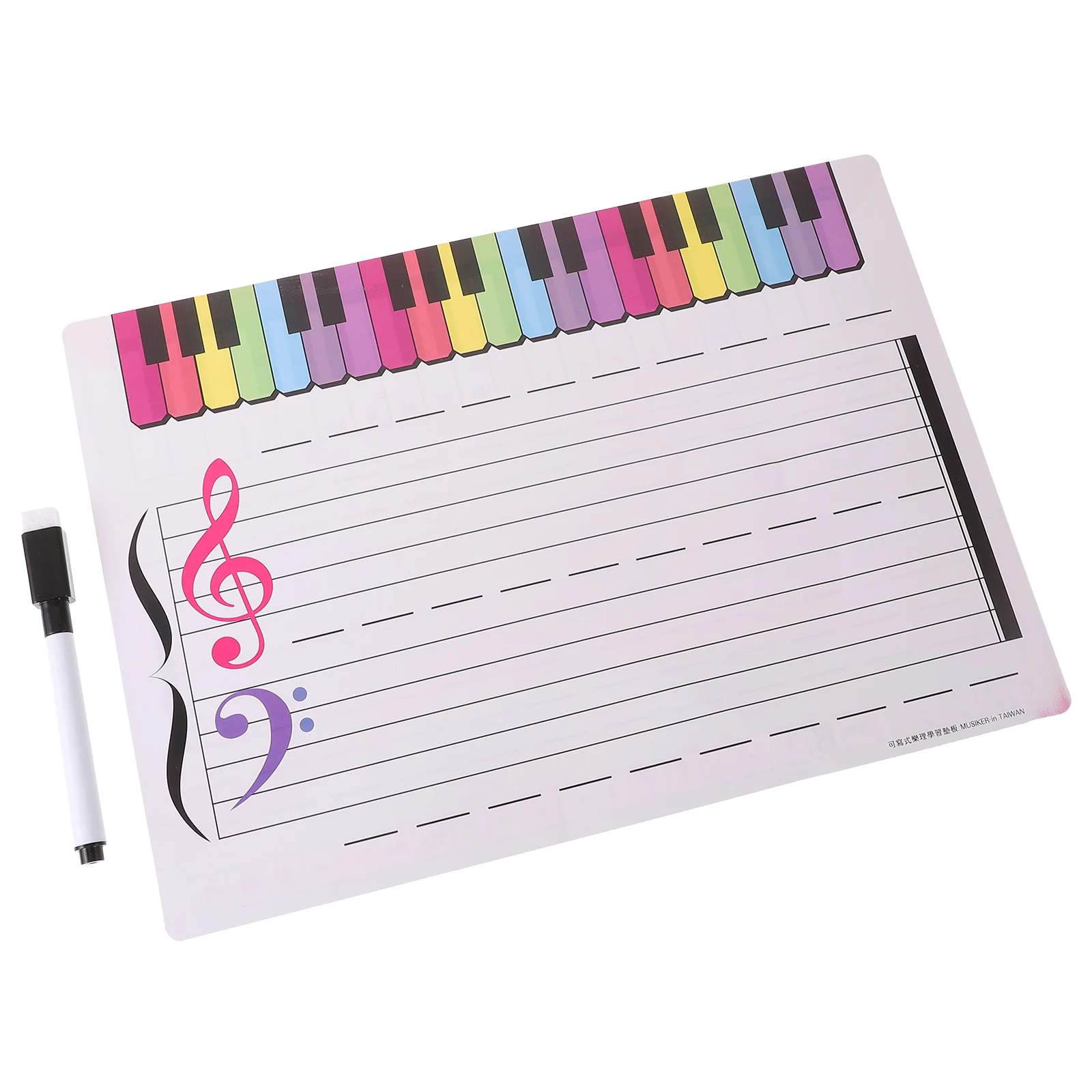 Pizarra blanca para práctica de notas musicales, herramienta de enseñanza, teclado de Piano, borrable, reutilizable, Stave, película de cartón Pet