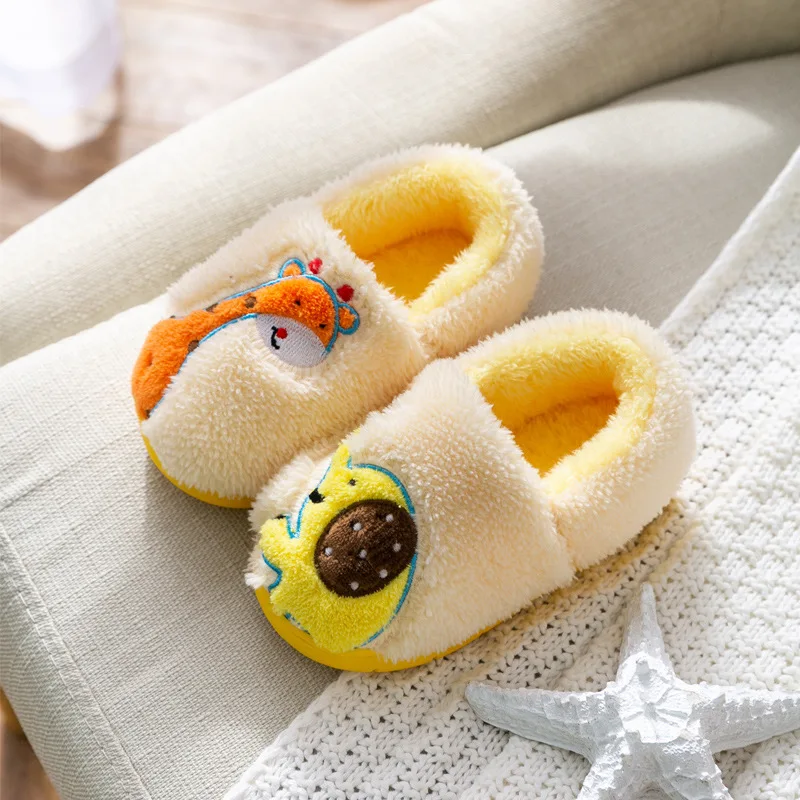 Children Home Shoes Cashmere Cotton Slippers Baby Boy Warm Shoes Girl Slippers Indoor Kids House Slippers Cotton-padded Shoes