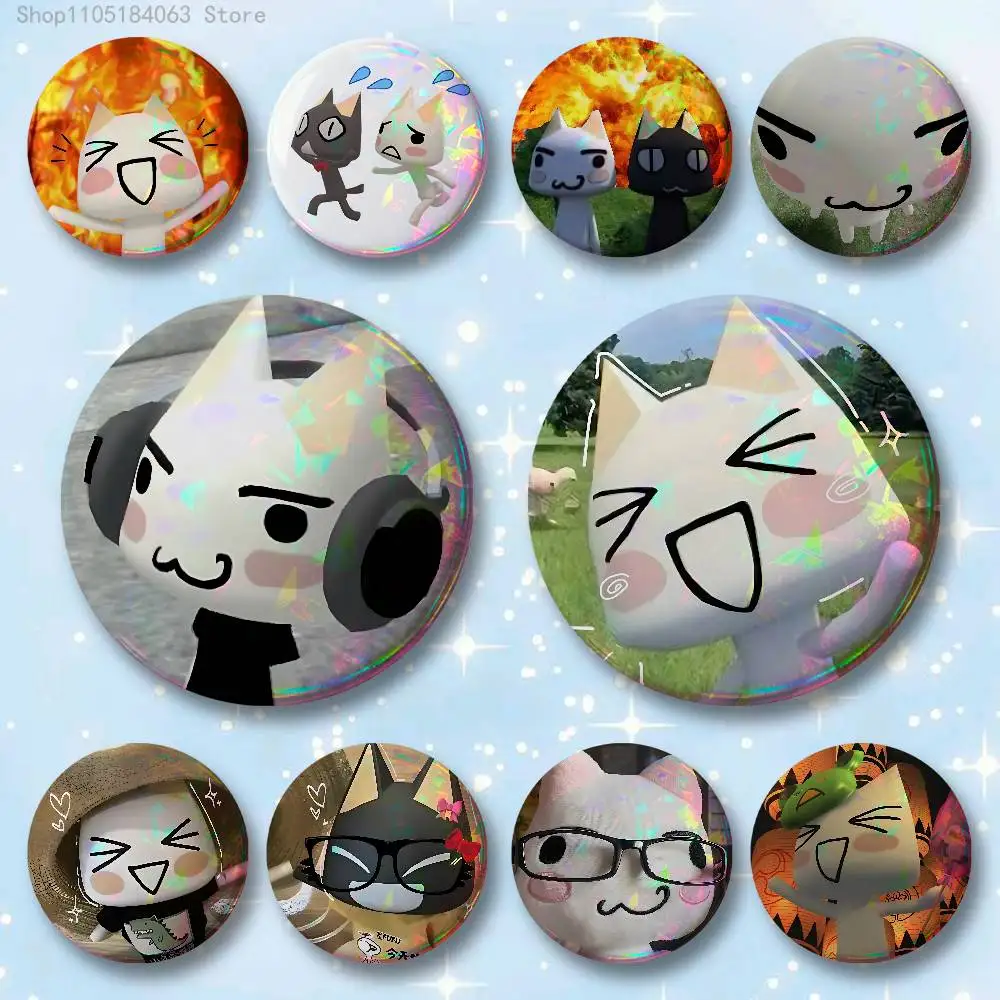 

T-Toro I-Inoue Kawaii Cat Badges 25 32 44 58 75 mm Round Cosplay Pin Bag Decor Fans Collect Friends Gifts Brooch Souvenir