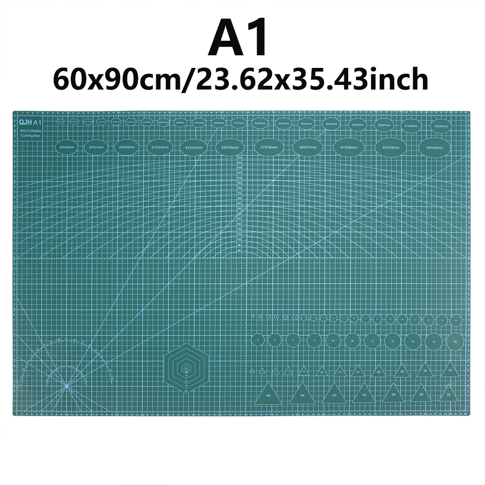 

1pc Durable Green Self-Cutting Mat 23.62x35.43in - PVC A1 Cutter Plate Board for DIY Sewing & Leather Crafting & Paper Crafts