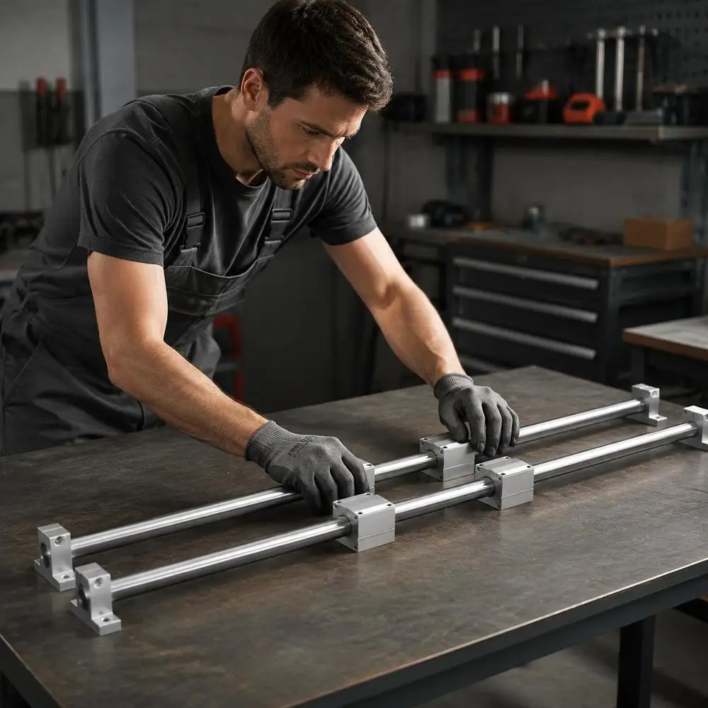 Ensemble de rails de guidage linéaire, SFC20 1000 mm, 2 pièces de rails de guidage SFC20 de 1000 mm, 4 pièces de blocs coulissants SC20, 4 pièces de supports de rail, ensemble de rails linéaires et de roulements pour machines automatisées