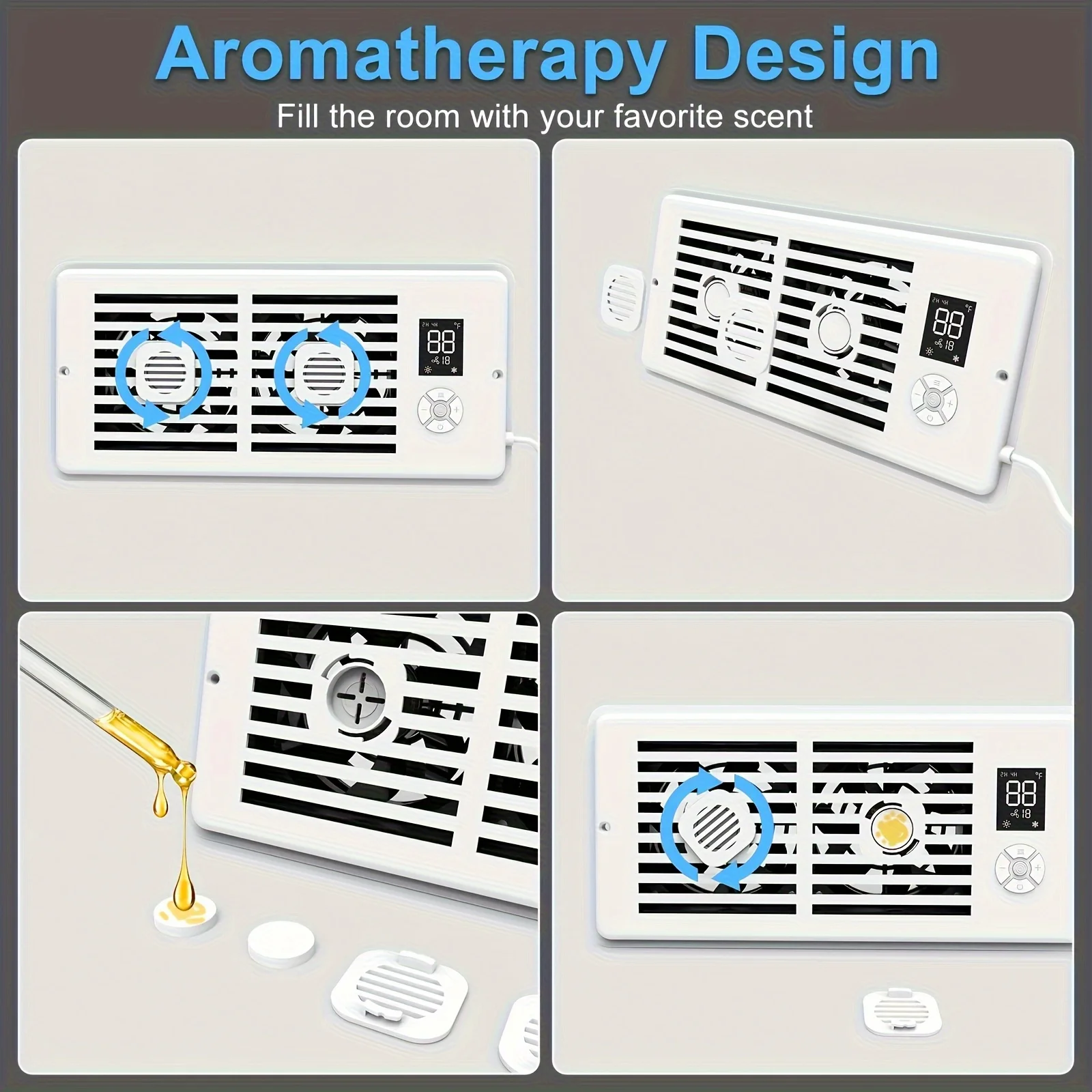 مروحة صامتة منزلية ذكية معززة لقناة الروائح، معزز مروحة تهوية ذكي للتحكم في درجة الحرارة الثابتة #5