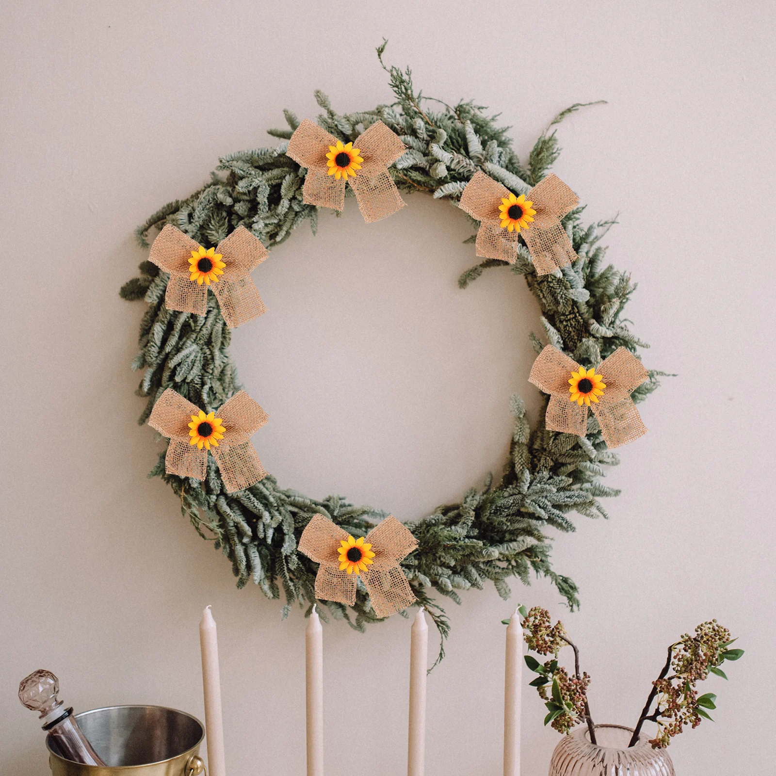 

10Pcs Bowknot Decor Linen Bow Ornament Home Christmas Tree Decoration DIY Craft Festival Adornment Bowknot Decoration