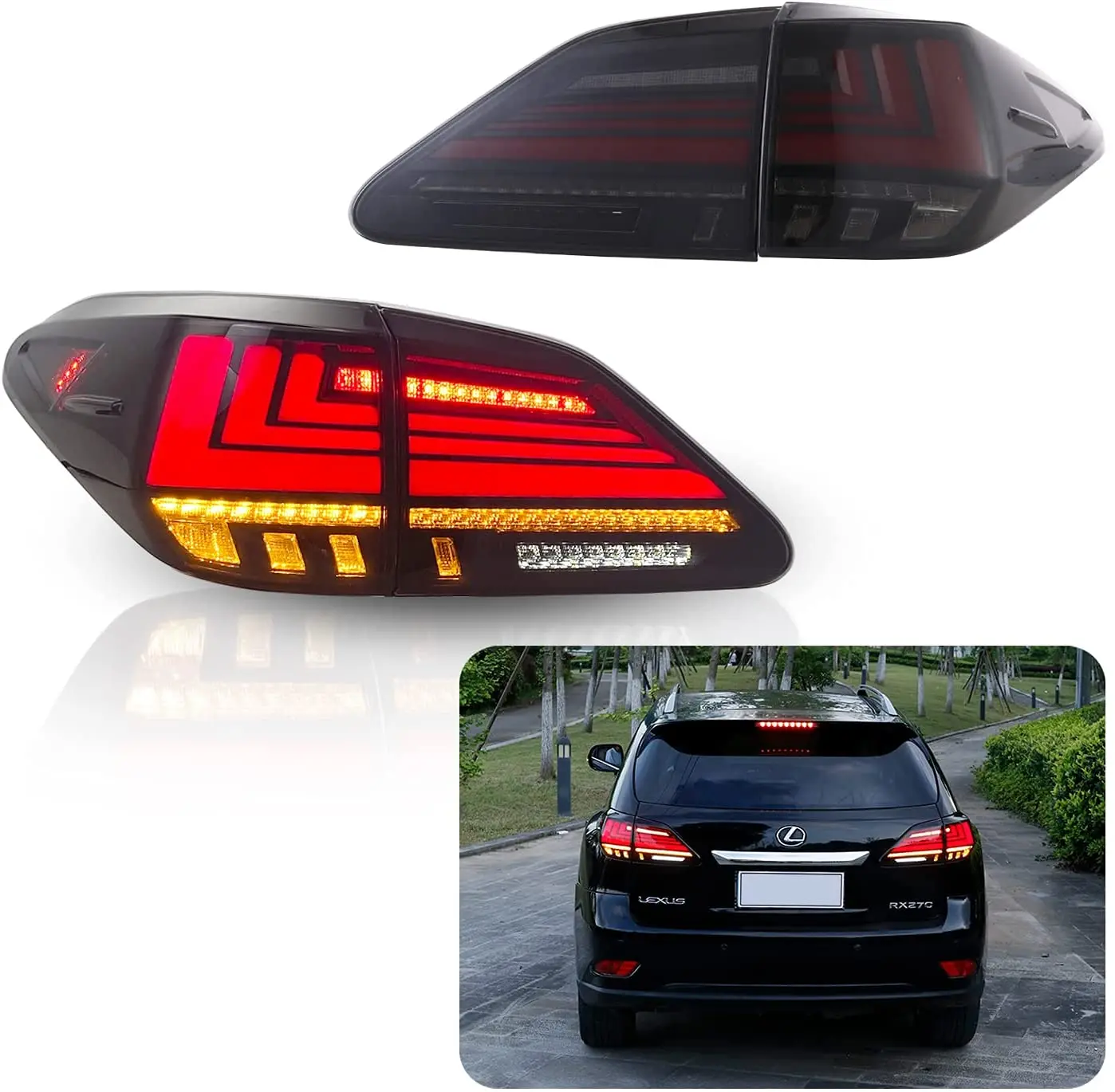 

LED Tail Lights For Lexus RX350 RX450 2009-2015 With Start Up Animation DRL Brake Turn Signal Rear Lamps Assembly