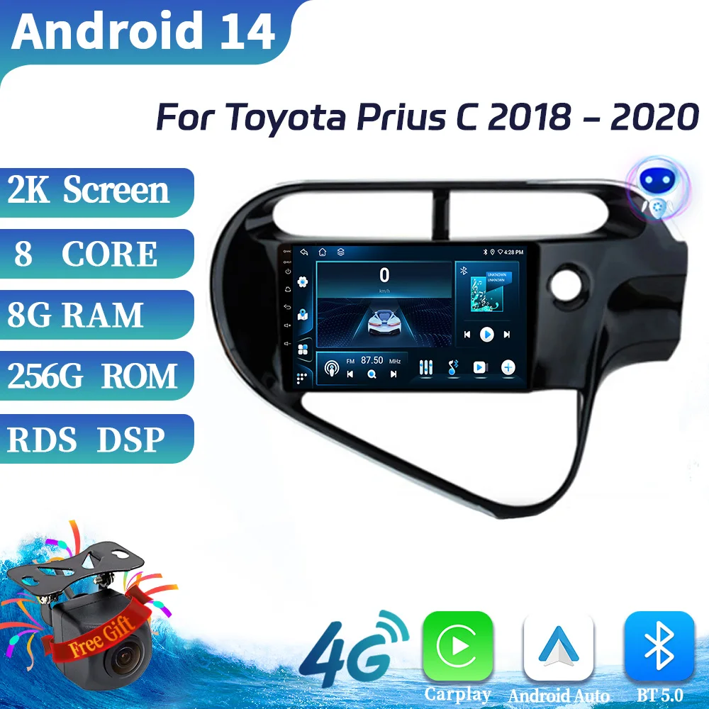 

Android 14 For Toyota Prius C 2018-2020 Car Radio Multimedia Video Player Navigation 4G GPS Wireless Carplay Multimedia Screen