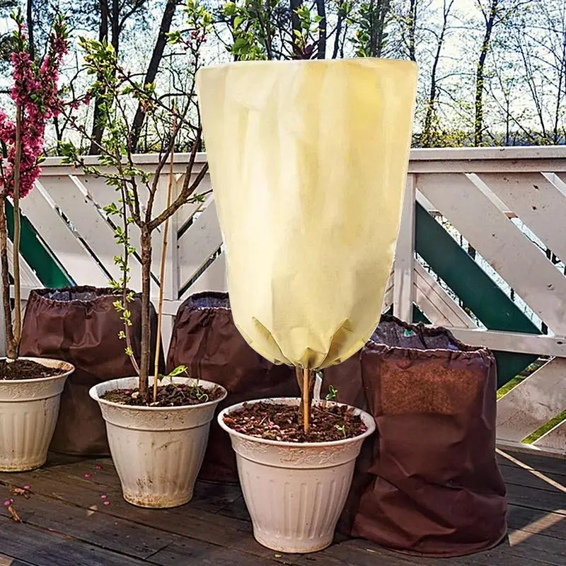 Capas de plantas com cordão, proteção anticongelante, jaqueta de plantas ao ar livre, inverno