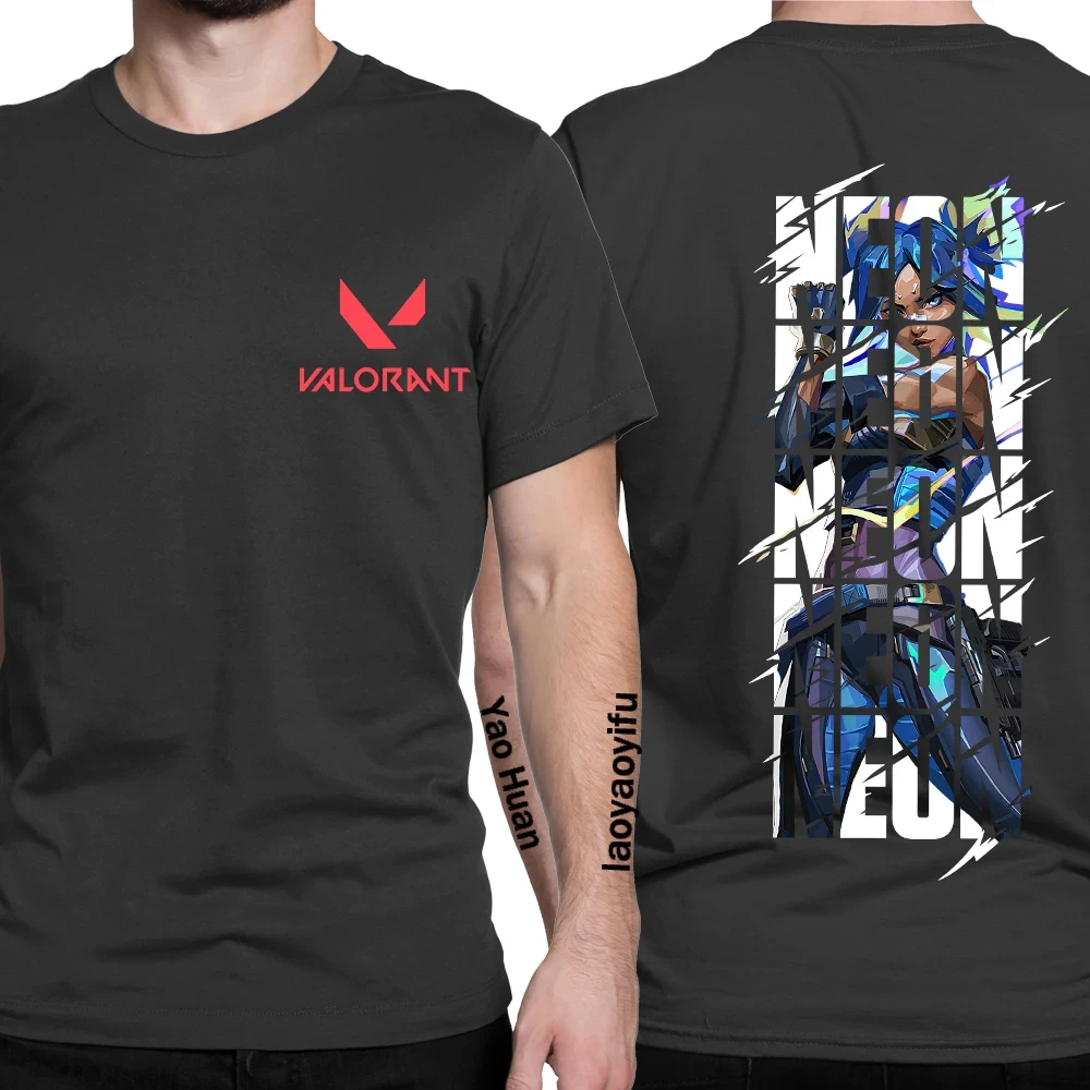 

Valorant Neon Game Newest TShirt for Men Shy Fade Basic T Shirt Hip Hop Boyfriend Birthday Gifts Tops Cartoon Short-sleev Woman