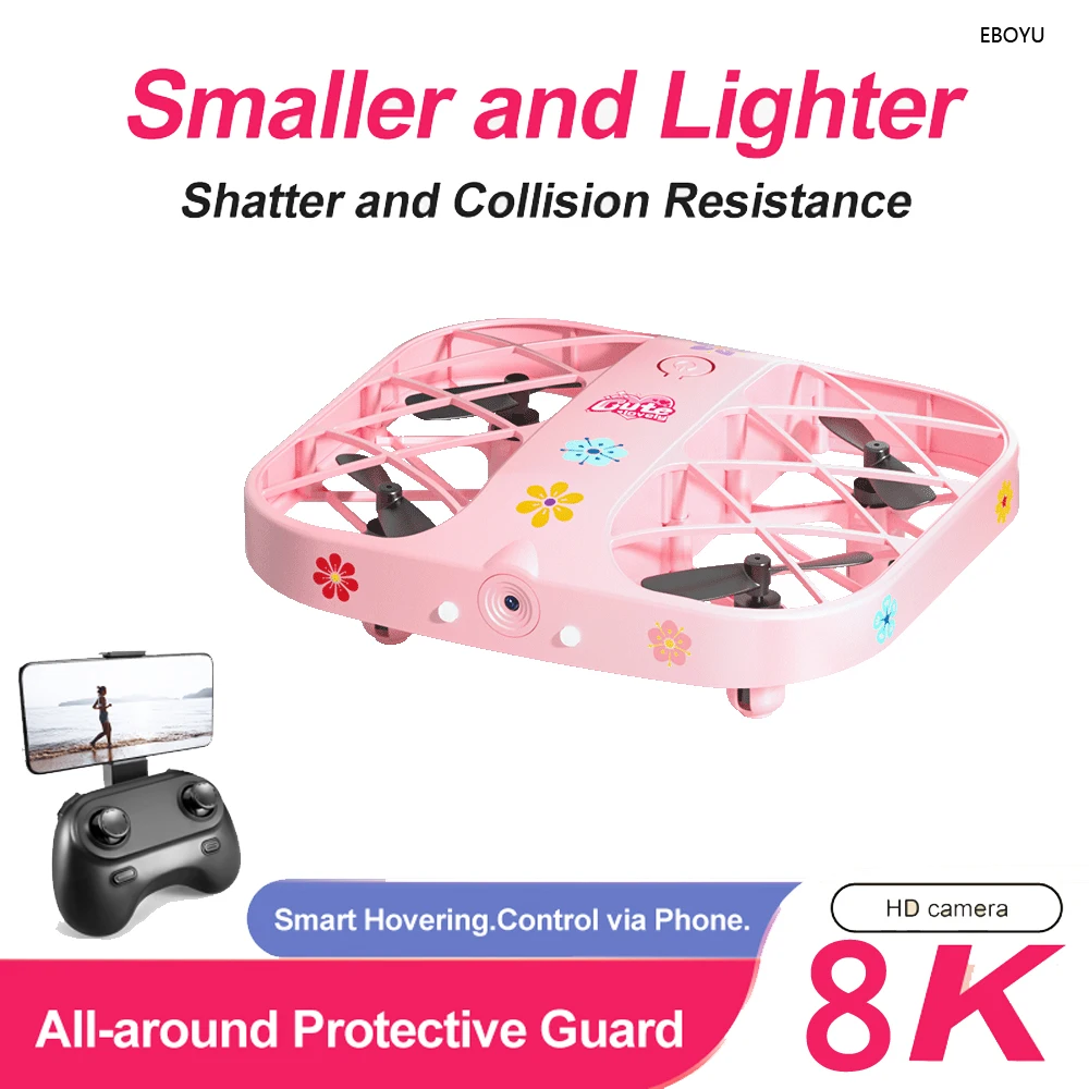 JJRC H107B Mini RC Drone WiFi FPV 4K/8K HD Camera All-around Protective Guard Altitude Hold Headless RC Quadcopter Plane Toy