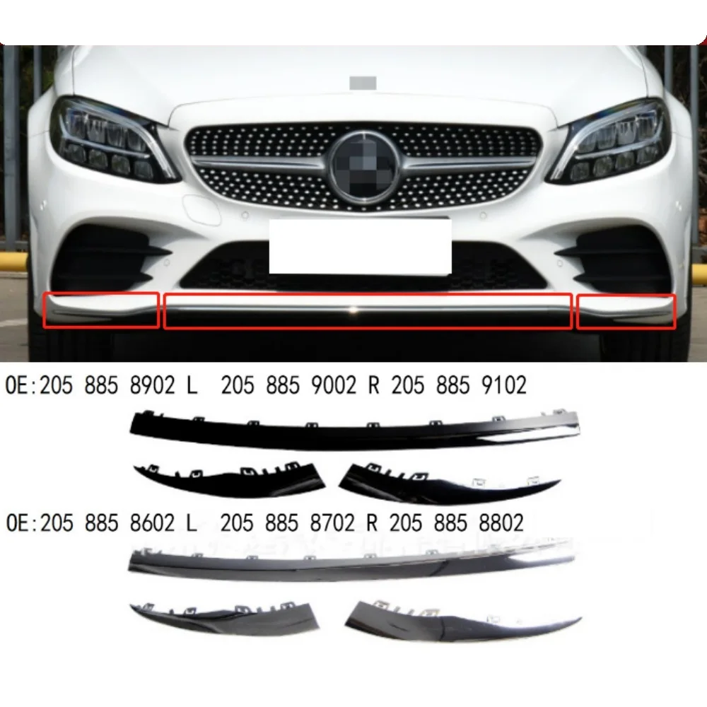 

Front bumper chrome decorative strip For Mercedes Benz C-Class W205 2019-2020 OEM 2058858602 2058858702 2058858802