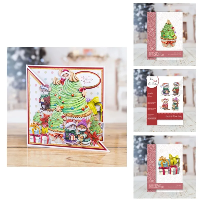 

New Mice Cake Gifted Sweet Merry Christmouse Metal Metal Cutting Dies Stamps Scrapbook Diary Decoration Embossing Template DIY G