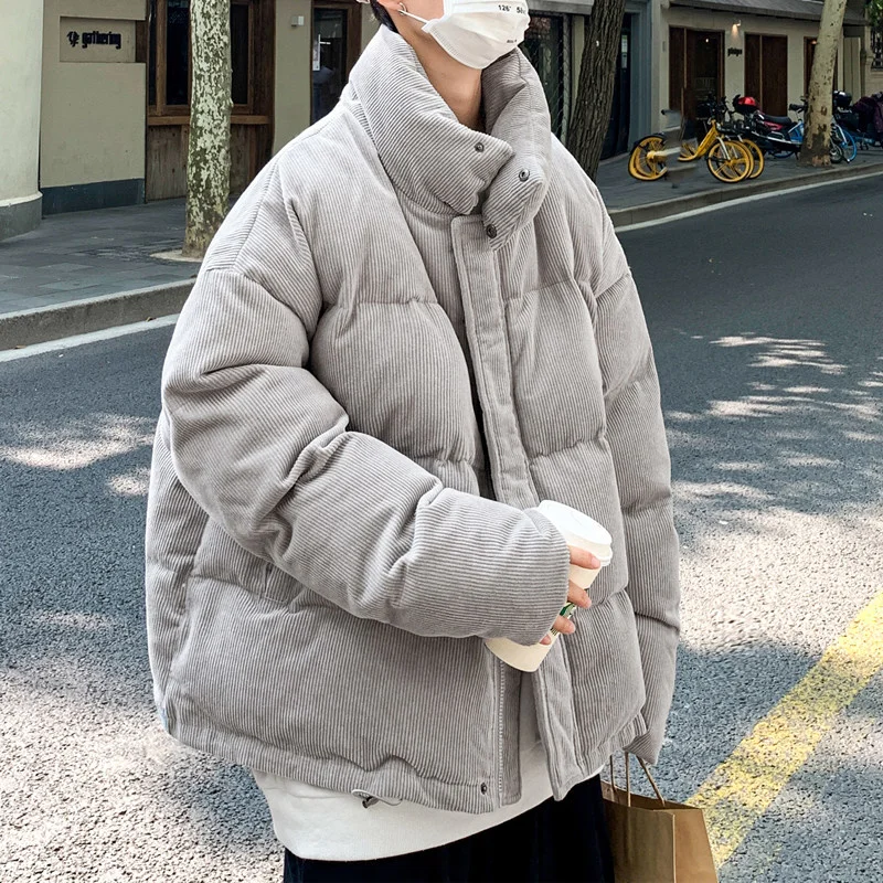 

Winter Thickened Corduroy Jacket Men Warmth Fashion Retro Casual Stand Collar Coat Men Streetwear Loose Short Coat Mens Jackets
