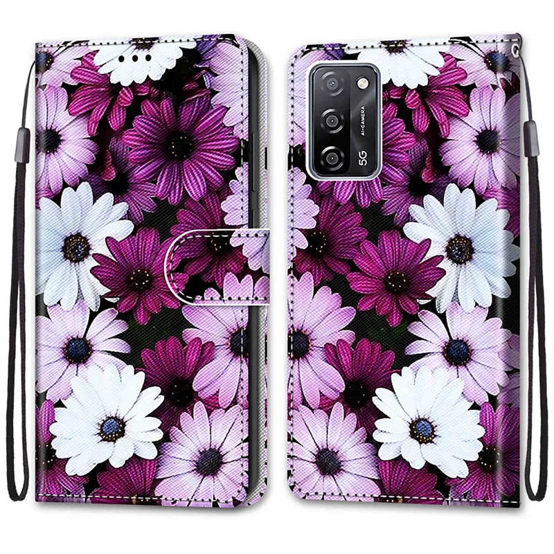 Flower Leather Wallet Cover on For OPPO A54S A54 5G OPA54 OPPOA54 S A 54 4G  CPH2273 Flip Case Capa Phone Protective Bags Etui