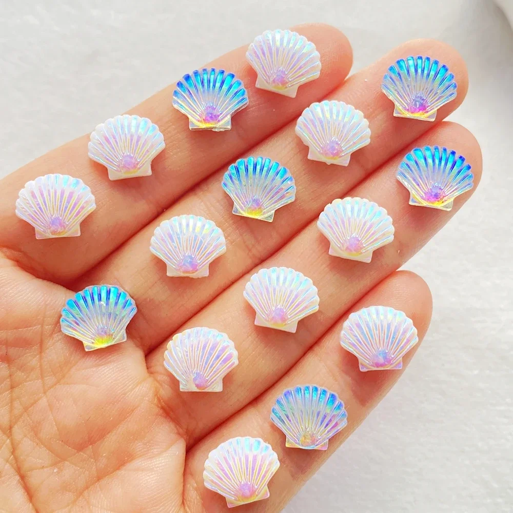 30Pcs Mixed AB Color Coated Shell Nail Art Flat back Rhinestone Bead Scrapbook DIY Manicures Appliques Accessories Crafts