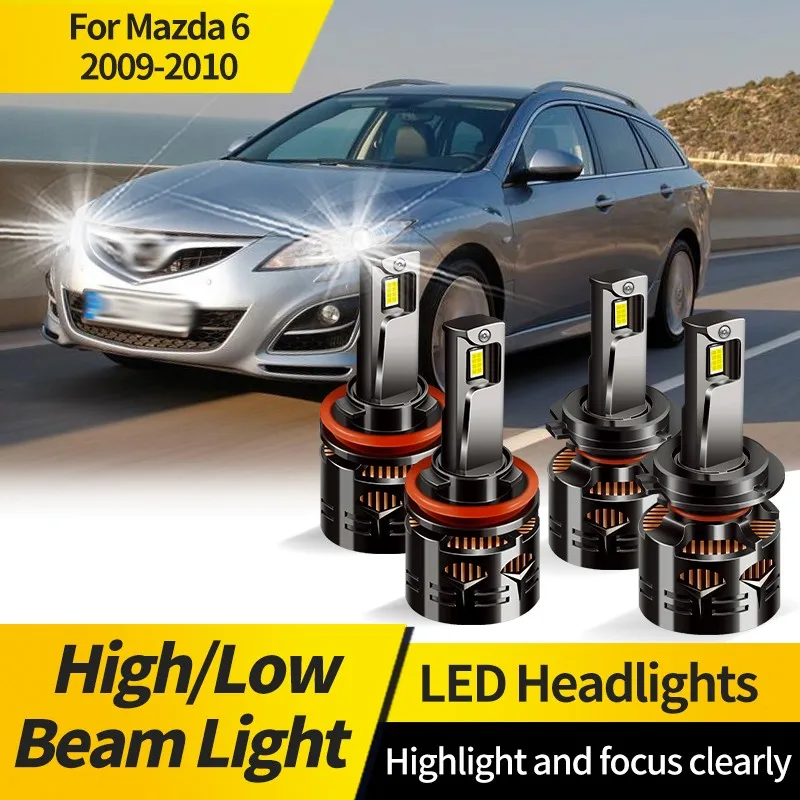 

2PCS For Mazda 6 2009-2010 Canbus H8 H9 H11 LED Headlight Super Bright H7 Hi/Lo Beam Front Lamp 6000K White Led Light for Car