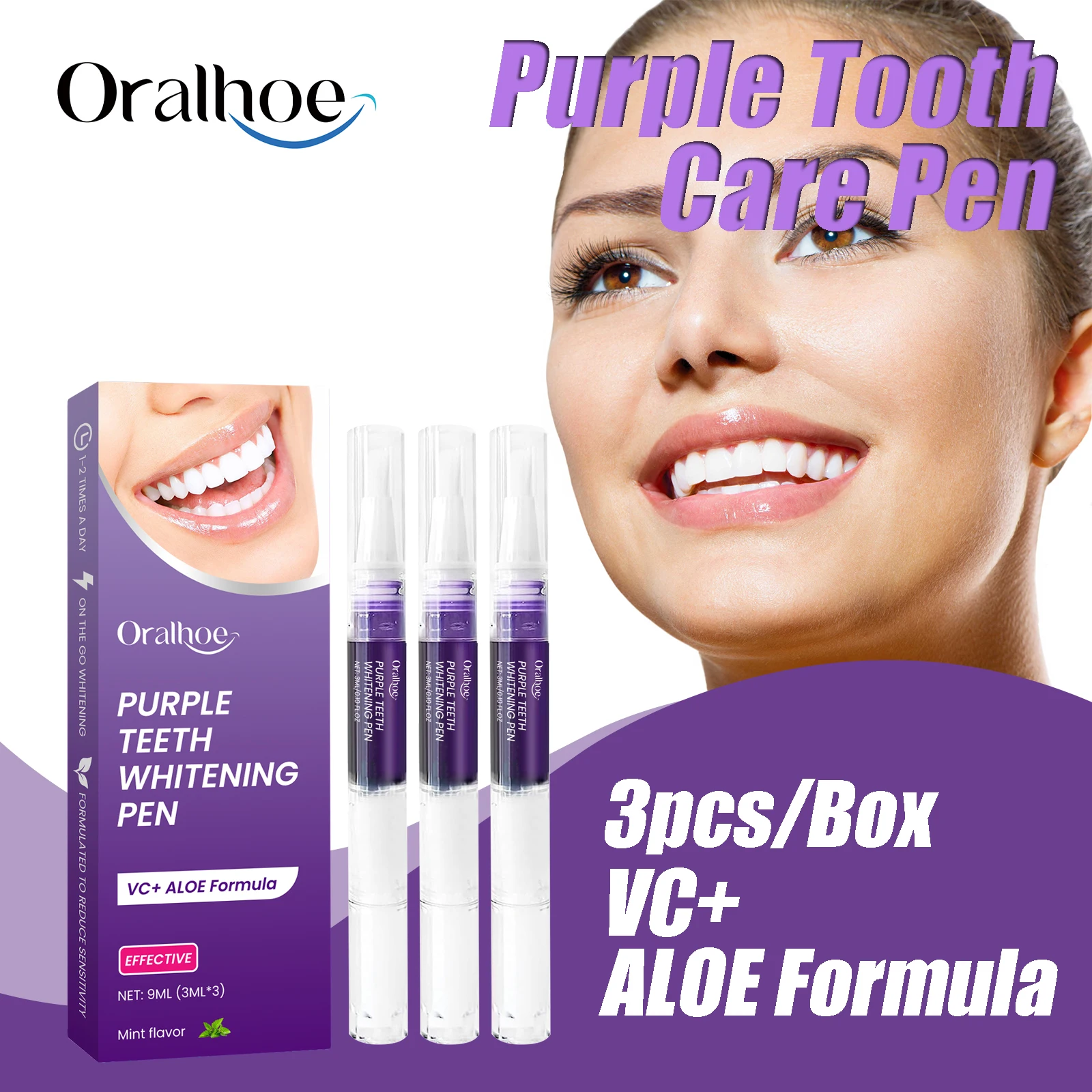 قلم العناية بالأسنان الأرجواني ينظف الفم لإزالة بقع الدخان بقع الشاي بقع الأسنان منعش تنظيف مريح للأسنان 2026