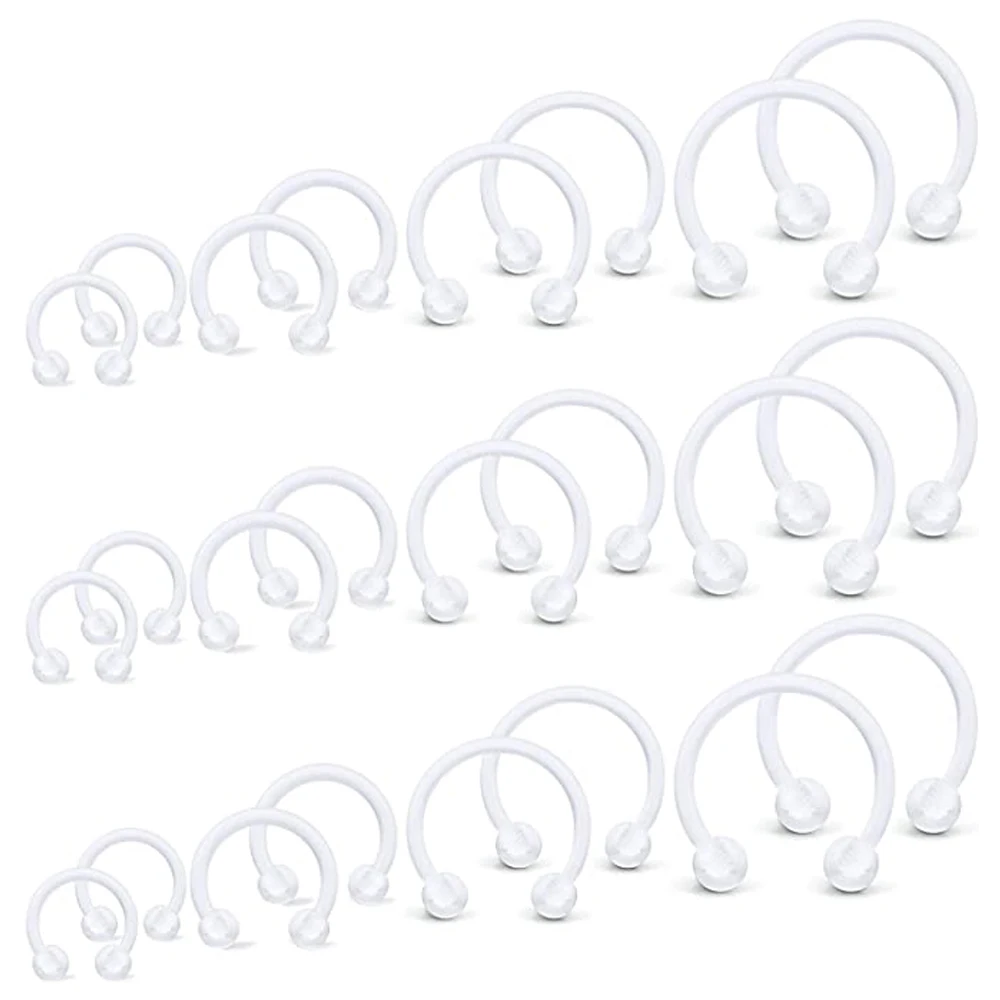 5 PCS Transparent Sexy Punk Nose Ring Studs Lip Nipple Open Hoop Horseshoe Shape Septum Piercing Nariz For Women Men Body Jewely