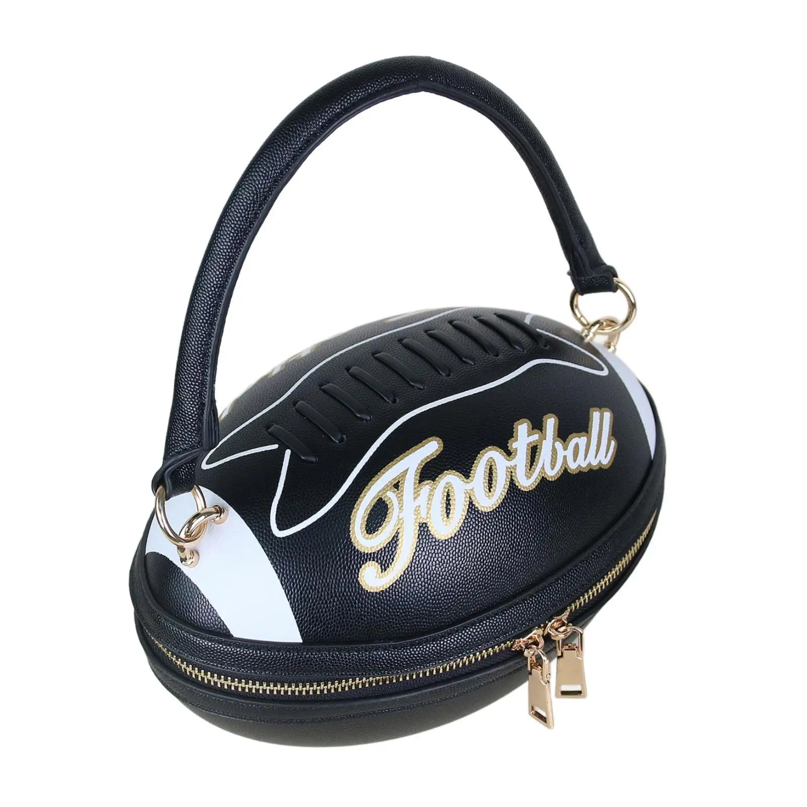 

Football Shaped Handbag Tote with Zipper Underarm Bag for Travel Party Work