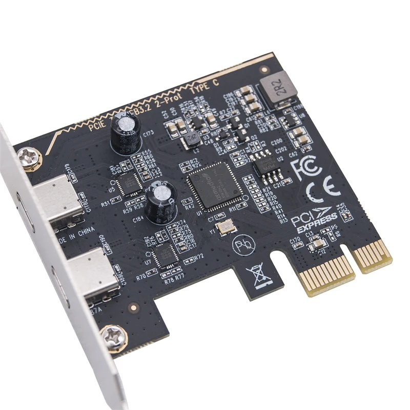 Tarjeta PCIE USB C adicional PCI Express X1 a 2 puertos tipo C 5Gbps USB3.2 GEN1 tarjeta de expansión USB-C Hub adaptador controlador para escritorio