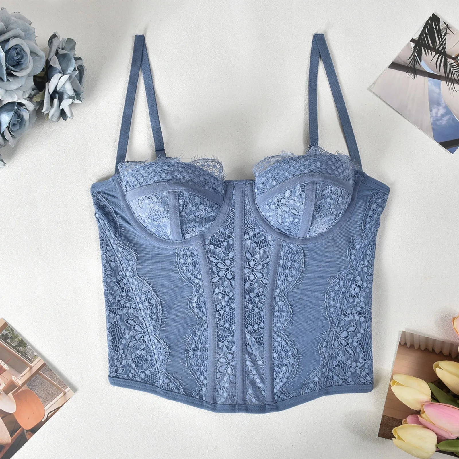 Corset Top Bustier Sexy Vrouwen Plus Size Bovenborst Korset Blouse Kant Gothic Vintage Mode Middeleeuwse Sexy Hemdje Body Shaper
