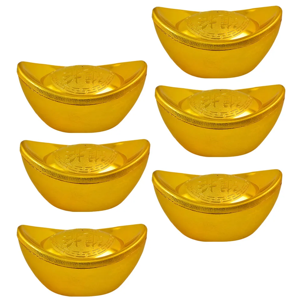 

1pc Gold Ingot Decor Pieces Home Office Festival Supplies Eco Plastic Safe Stylish Design New Year Atmosphere