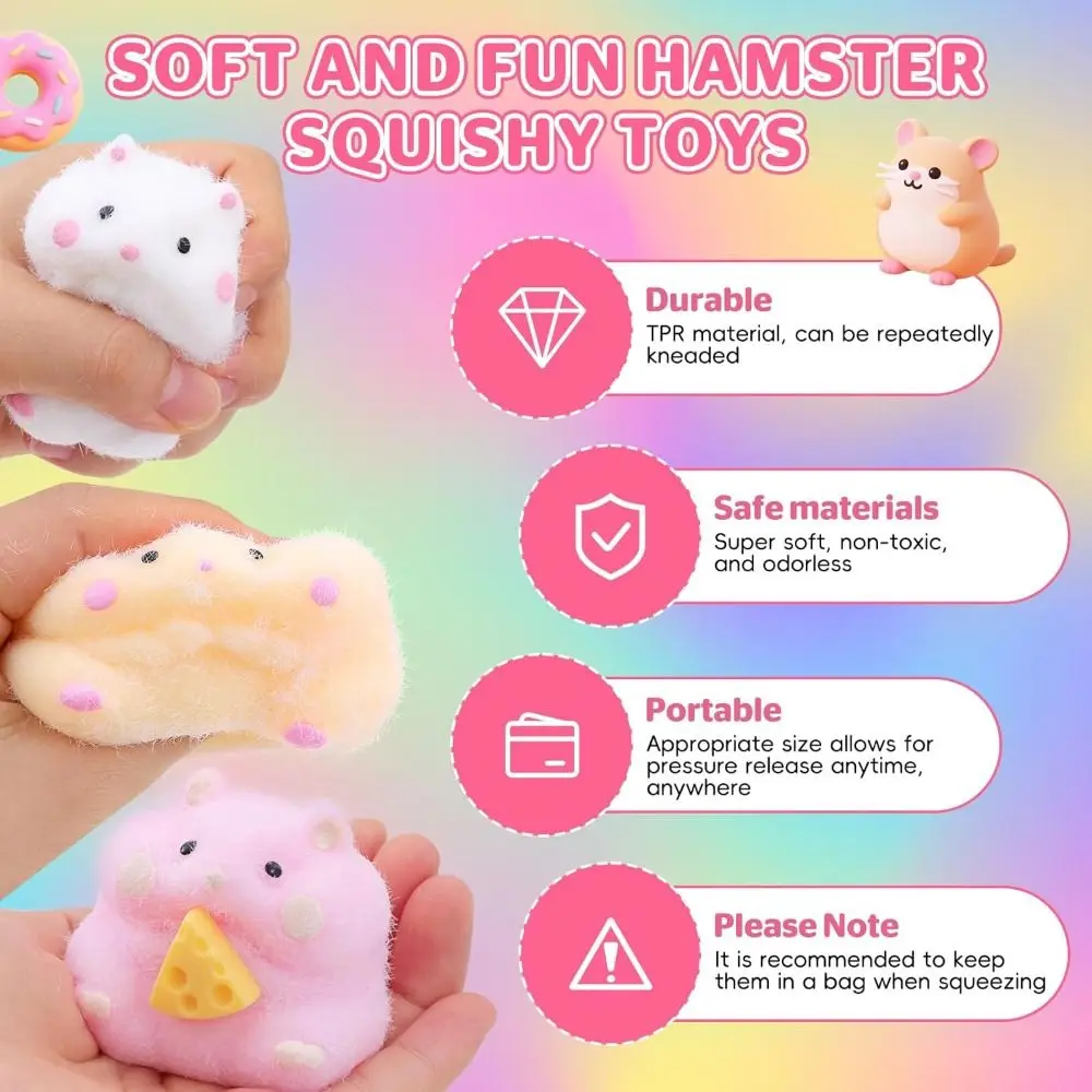 Nuovo criceto squishy a lenta crescita Kawaii criceto fatto a mano Fidget carino Mochi Texture criceto Squishy