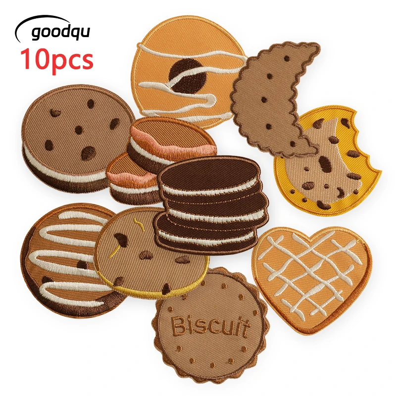 10 teile/los Lebensmittel Kekse Nette Patches Für Kleidung Pack Selbstklebende Kinder Eisen Auf Gestickte Jacke Outdoor Stoffe Diy Nähen – Detail 1