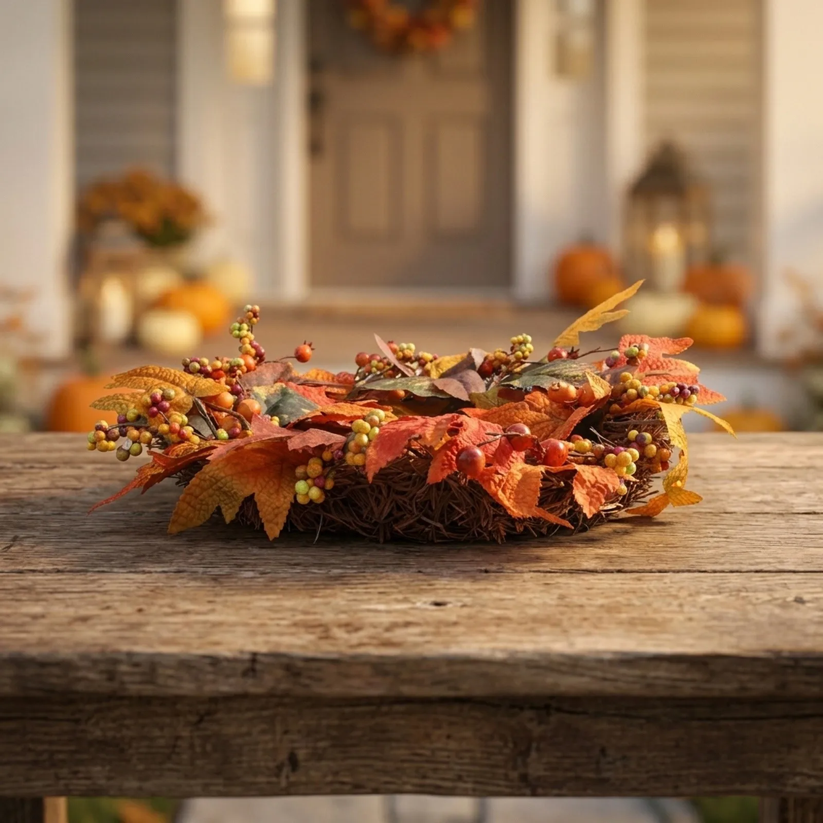 Artificial Wreath Autumn Decor Autumn Celebrations Beautiful Visual Effect Easy Installation Festive Touch 50cm