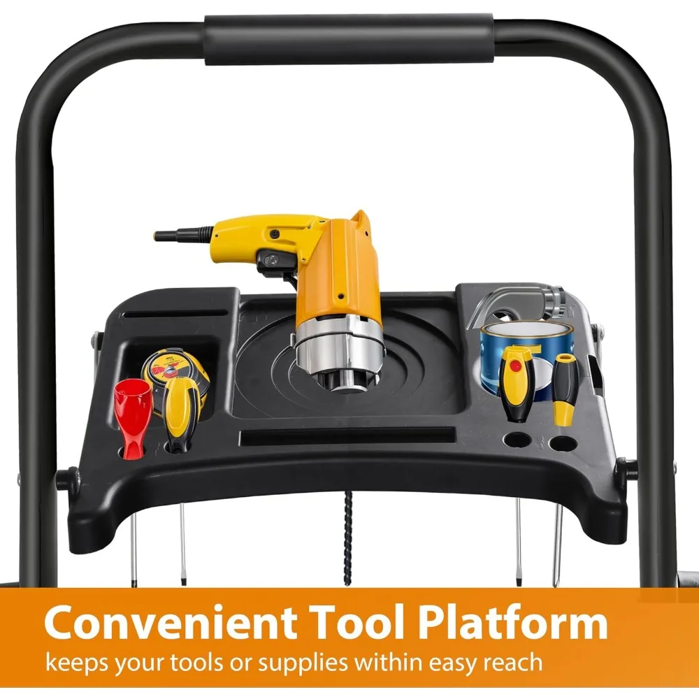 3-step industrial-grade steel ladder with tool tray, compact design, anti-slip feet and durable pp treads